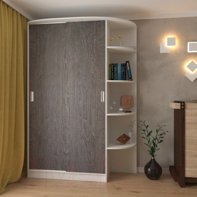 Шкаф Кортекс-мебель Лагуна ШК04-00 белый/береза, правая консоль