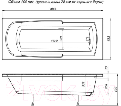 Ванна акриловая Aquanet Extra 170x70