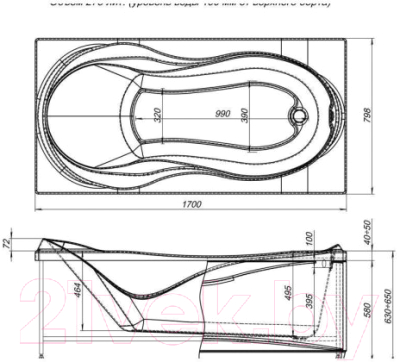 Ванна акриловая Aquanet Grenada 170x80