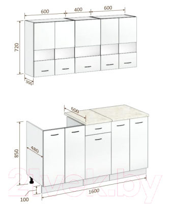 Готовая кухня Кортекс-мебель Корнелия Экстра 1.6м