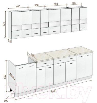 Готовая кухня Кортекс-мебель Корнелия Экстра 2.5м