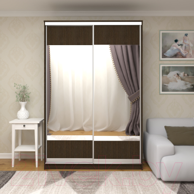 Шкаф Кортекс-мебель Сенатор ШК10 Геометрия ДСП с зеркалом