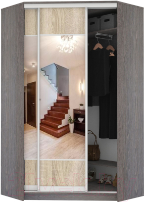 Шкаф Кортекс-мебель Сенатор ШК30 Геометрия ДСП с зеркалом - фото