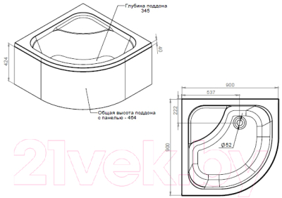 Душевой поддон AM.PM Gem Deep W90T-401A090W