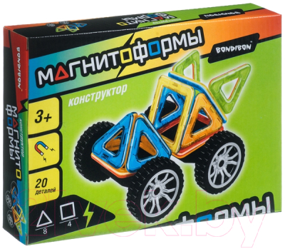 Конструктор магнитный Bondibon Магнитоформы Машина 20 деталей / ВВ4403 - фото