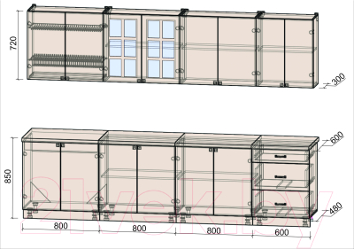 Кухонный гарнитур Интерлиния Мила Деко 3.0 А