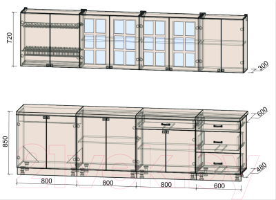Кухонный гарнитур Интерлиния Мила Деко 3.0 Б