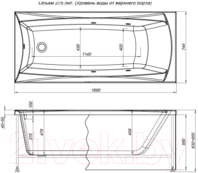 Ванна акриловая Aquanet Cariba 170x75