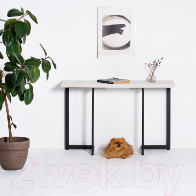 Обеденный стол Millwood Арлен 2 38-76x120x76 (дуб белый Craft/металл черный)