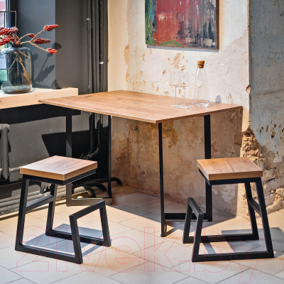 Обеденный стол Millwood Арлен 2 38-76x120x76 (дуб золотой Craft/металл черный)