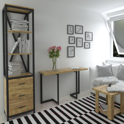 Обеденный стол Millwood Арлен 2 38-76x120x76 (дуб золотой Craft/металл черный)