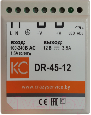 Блок питания на DIN-рейку КС DR-45W-12V / dr-45-12 - фото