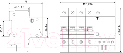 Дифференциальный автомат КС 4Р 25/10 ДА-14 / 82523