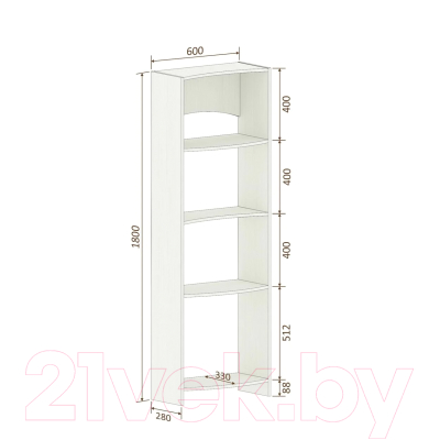 Стеллаж Кортекс-мебель КМ30 волна