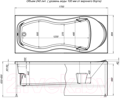 Ванна акриловая Aquanet Tessa 170x70