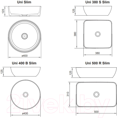 Умывальник Ravak Uni Slim 40 / XJX01140002