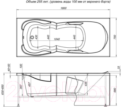 Ванна акриловая Aquanet Viola 180x75