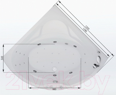 Ванна акриловая Aquanet Vitoria 130x130 (с каркасом)