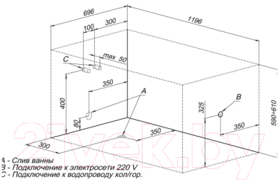 Ванна акриловая Aquanet West 120x70