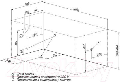 Ванна акриловая Aquanet West 140x70