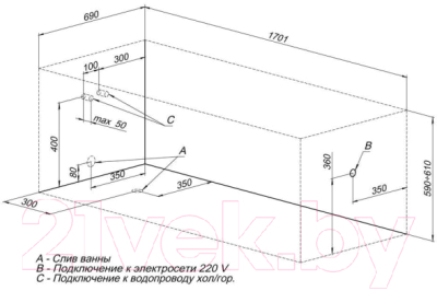 Ванна акриловая Aquanet West 170x70