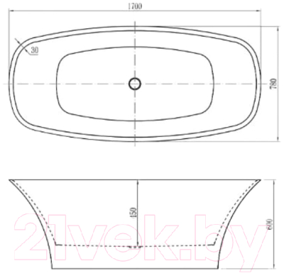 Ванна акриловая Aquanet Pleasure 170x78