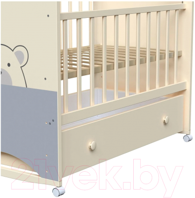 Детская кроватка VDK Birba колесо-качалка и ящик