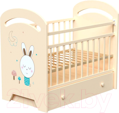 Детская кроватка VDK Lucy колесо-качалка и ящик - фото