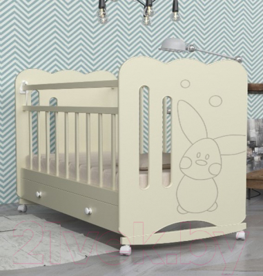 Детская кроватка VDK Sweet Rabbit колесо-качалка и ящик