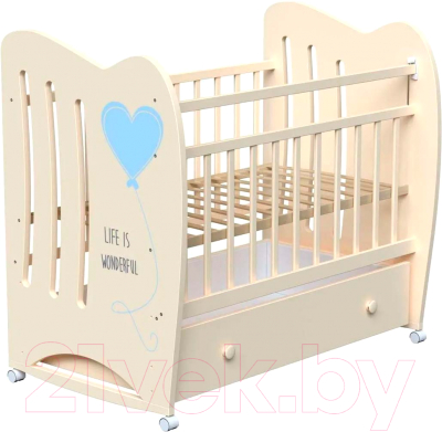 Детская кровать-трансформер VDK Wonderful колесо-качалка и ящик - фото
