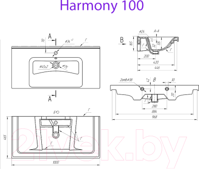 Тумба с умывальником Dreja Big Inn + Гармония 100