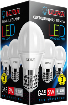 Лампа Ultra LED-G45-5W-E27-4000K