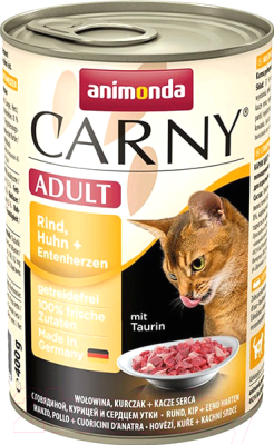 Влажный корм для кошек Animonda Carny Adult с говядиной, курицей и сердцем утки - фото