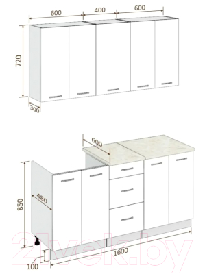 Готовая кухня Кортекс-мебель Корнелия Лира 1.6м