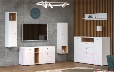 Тумба Mobi Бэль 10.95 (белый премиум/дуб золотой Craft)