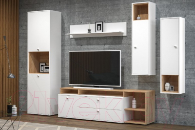 Шкаф-пенал Mobi Бэль 10.04 (белый премиум/дуб золотой Craft)