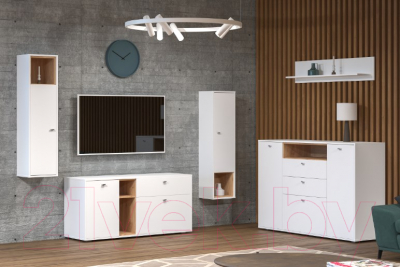 Шкаф-пенал Mobi Бэль 10.04 (белый премиум/дуб золотой Craft)