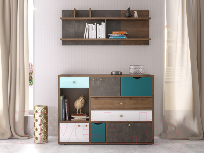 Тумба Mobi Вайс 10.104 (морское дерево винтаж К 015PW/камень темный/бензин 0244 SU/белый премиум)