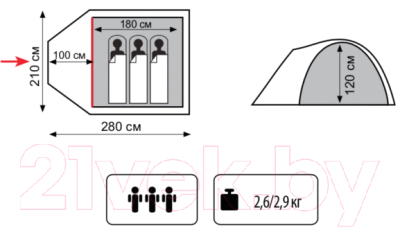 Палатка Totem Indi 3 V2 / TTT-018