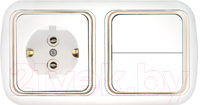 Блок выключатель+розетка Bylectrica Гармония Люкс 2В-РЦ-497 з - фото
