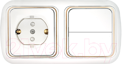Блок выключатель+розетка Bylectrica Гармония Люкс 2В-РЦ-559 з - фото