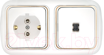 Блок выключатель+розетка Bylectrica Гармония Люкс В-РЦ-599 з - фото