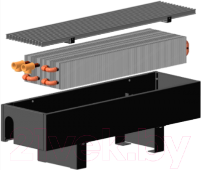 Конвектор напольный Новатерм НТ-Н-14/24/080 (корпус белый/решетка алюминий)