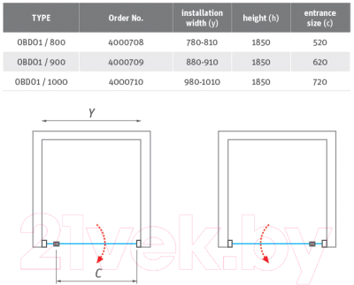 Душевая дверь Roth Project Sol OBDO1/90 (хром/прозрачное стекло)