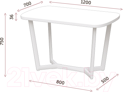 Обеденный стол Millwood Лофт Мюнхен 120x70x75