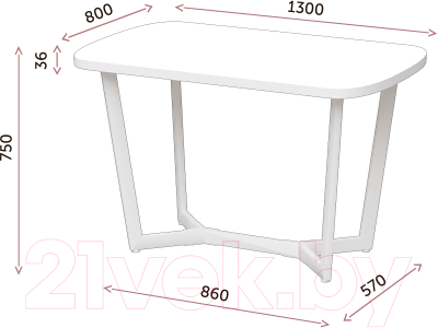 Обеденный стол Millwood Лофт Мюнхен 130x80x75