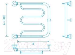 Полотенцесушитель водяной Маргроид Вид 25 50x60 (с полкой)