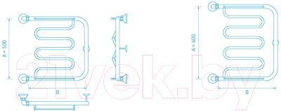 Полотенцесушитель водяной Маргроид Вид 27 50x60 (с полкой)