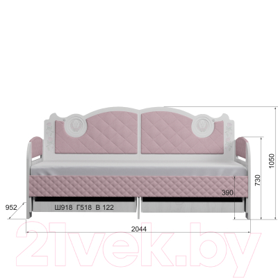 Кровать-тахта Аквилон Розалия №900.4 (лиственница белая)