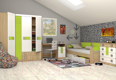 Шкаф Аквилон Стиль №3 (туя светлая/лайм)